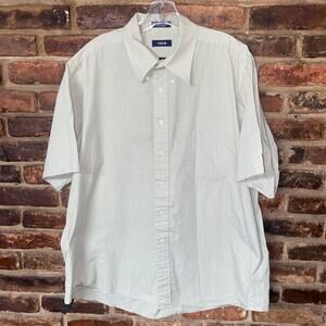 Izod Green Plaid Easy Care Short Sleeve Button Down Poplin Shirt Size 17.5 XL